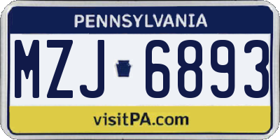 PA license plate MZJ6893