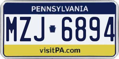 PA license plate MZJ6894