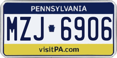 PA license plate MZJ6906