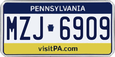 PA license plate MZJ6909