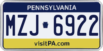 PA license plate MZJ6922