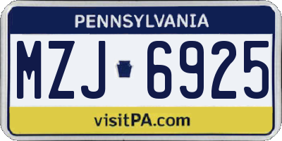 PA license plate MZJ6925