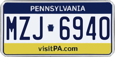 PA license plate MZJ6940