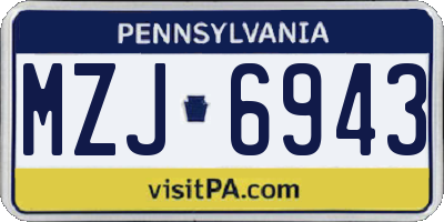 PA license plate MZJ6943