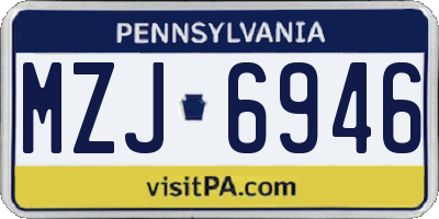 PA license plate MZJ6946