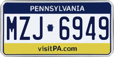 PA license plate MZJ6949