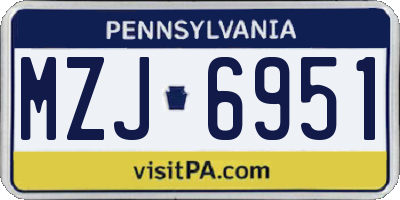 PA license plate MZJ6951
