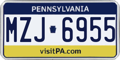 PA license plate MZJ6955