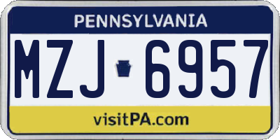 PA license plate MZJ6957