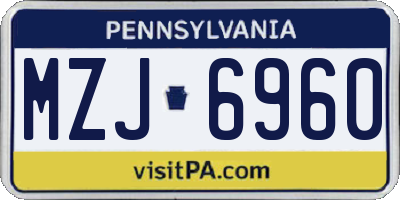 PA license plate MZJ6960