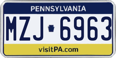 PA license plate MZJ6963