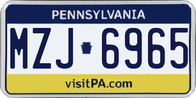 PA license plate MZJ6965