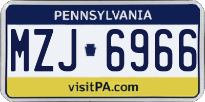 PA license plate MZJ6966