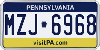 PA license plate MZJ6968