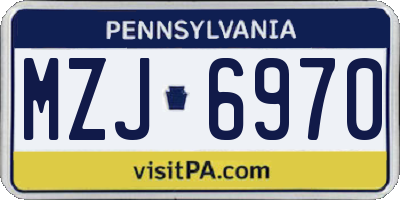 PA license plate MZJ6970
