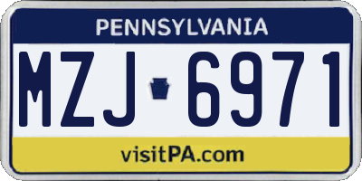 PA license plate MZJ6971