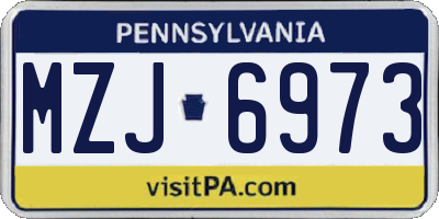 PA license plate MZJ6973