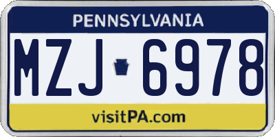 PA license plate MZJ6978