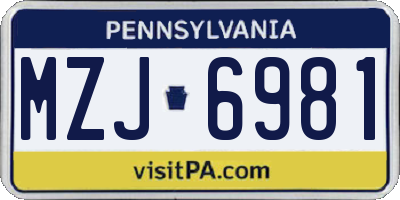 PA license plate MZJ6981
