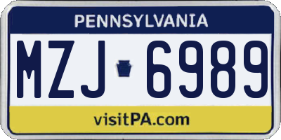 PA license plate MZJ6989