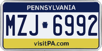PA license plate MZJ6992