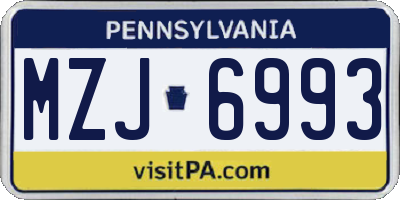 PA license plate MZJ6993