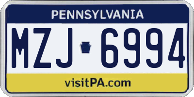PA license plate MZJ6994