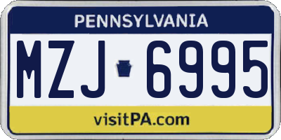 PA license plate MZJ6995