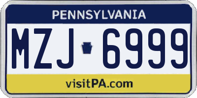 PA license plate MZJ6999