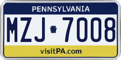 PA license plate MZJ7008