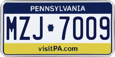 PA license plate MZJ7009