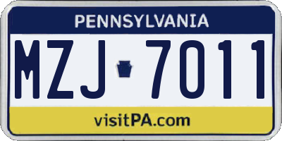 PA license plate MZJ7011