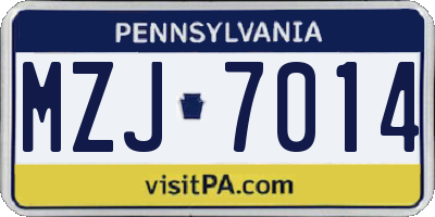 PA license plate MZJ7014