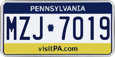 PA license plate MZJ7019