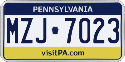 PA license plate MZJ7023
