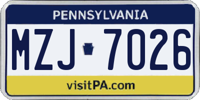 PA license plate MZJ7026