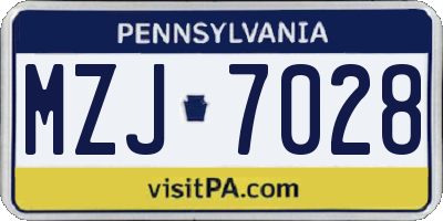 PA license plate MZJ7028