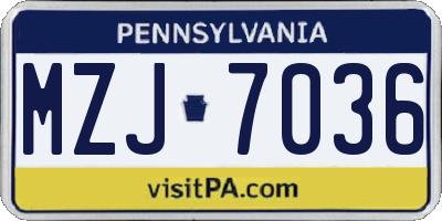 PA license plate MZJ7036