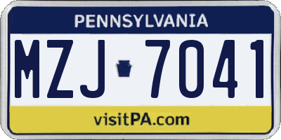 PA license plate MZJ7041
