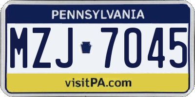 PA license plate MZJ7045