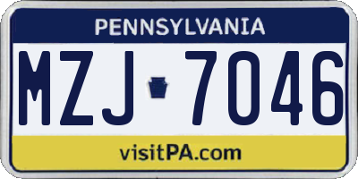 PA license plate MZJ7046
