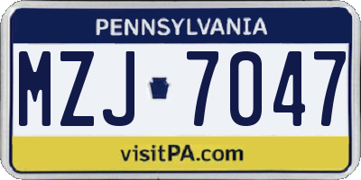 PA license plate MZJ7047