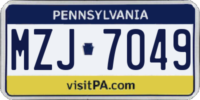PA license plate MZJ7049