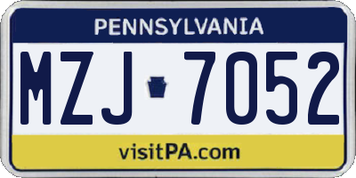 PA license plate MZJ7052