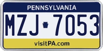 PA license plate MZJ7053