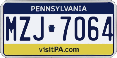 PA license plate MZJ7064
