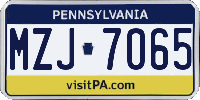 PA license plate MZJ7065