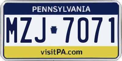 PA license plate MZJ7071
