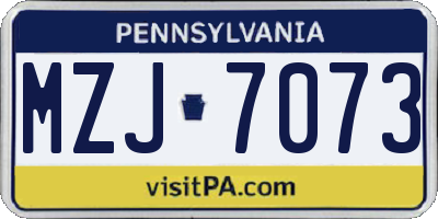 PA license plate MZJ7073