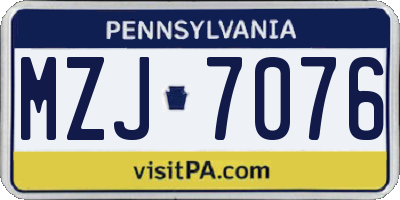 PA license plate MZJ7076